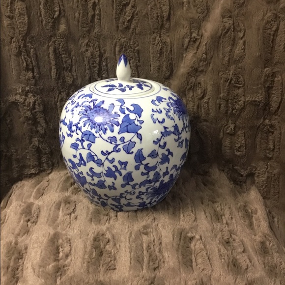 Vintage Other - Vintage White Blue Floral Ginger Jar